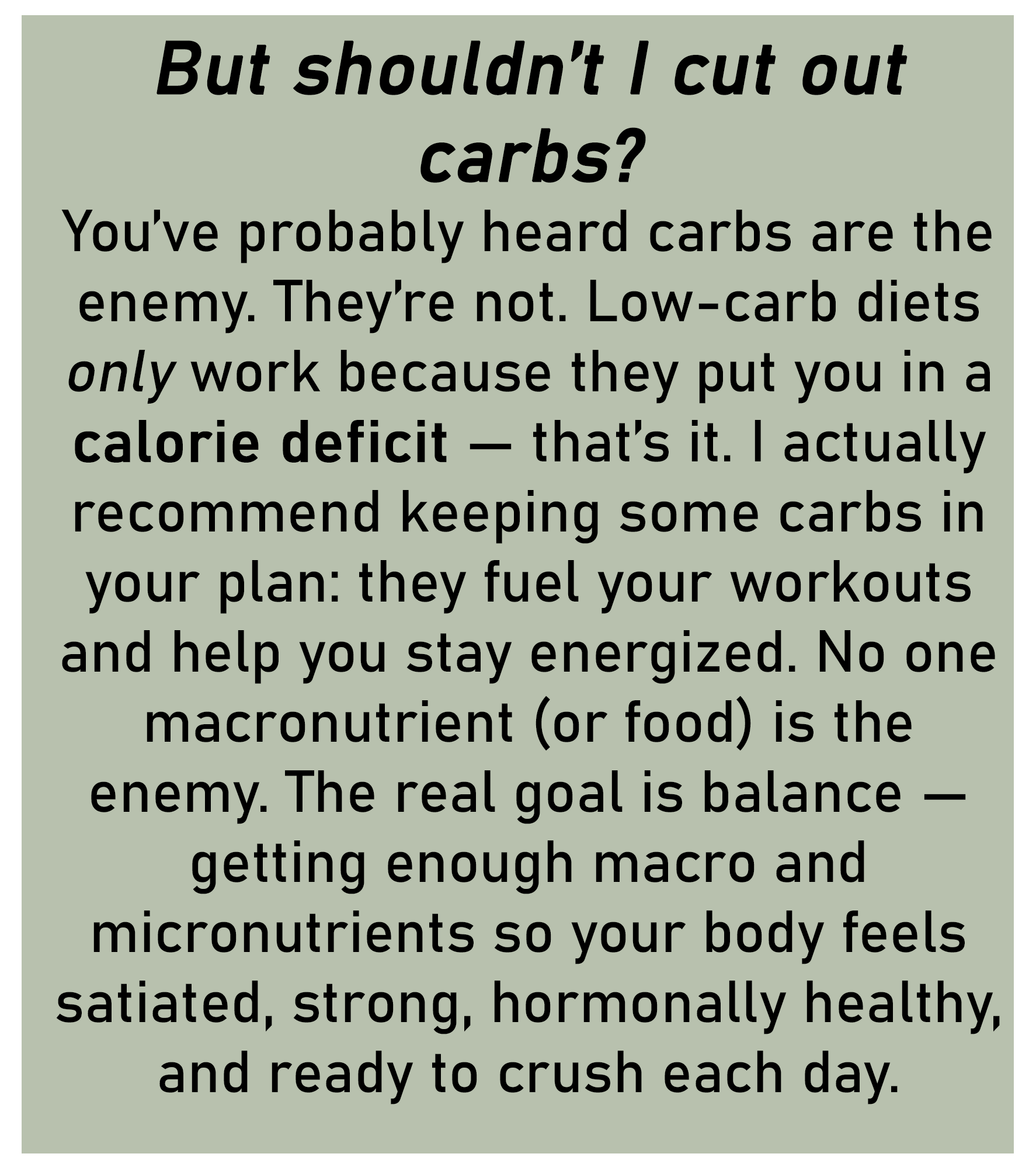 Pull-quote about carbs